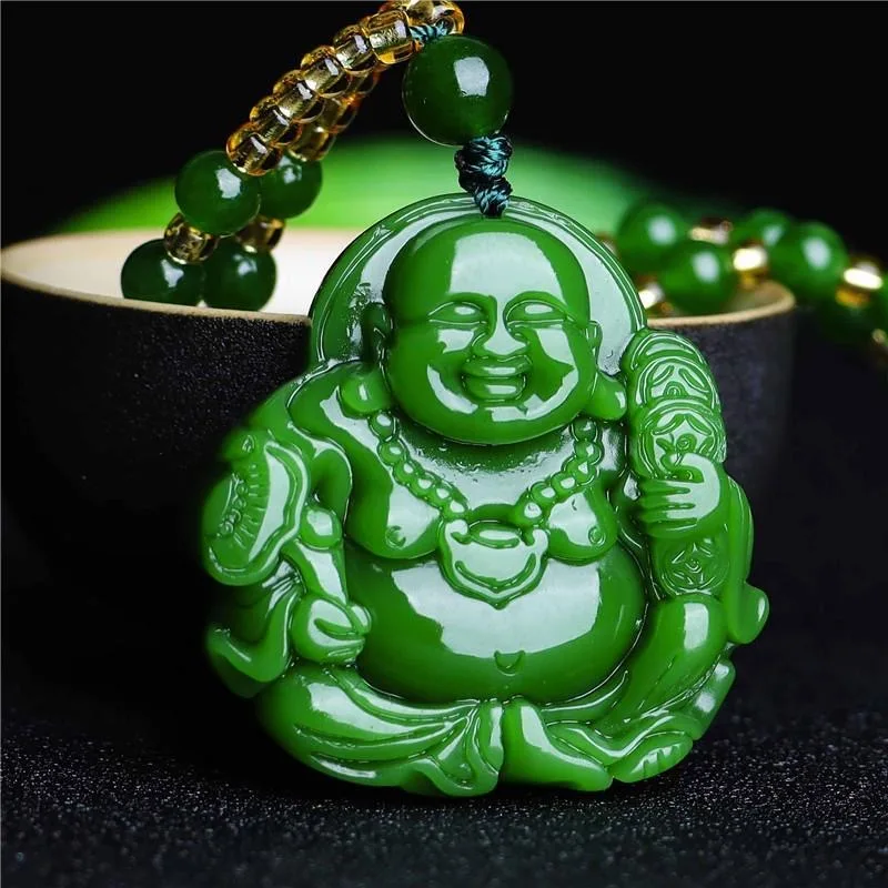 Men'S Accessories Jewelry - Chinesische Grüne Jade Maitreya Buddha Anhänger