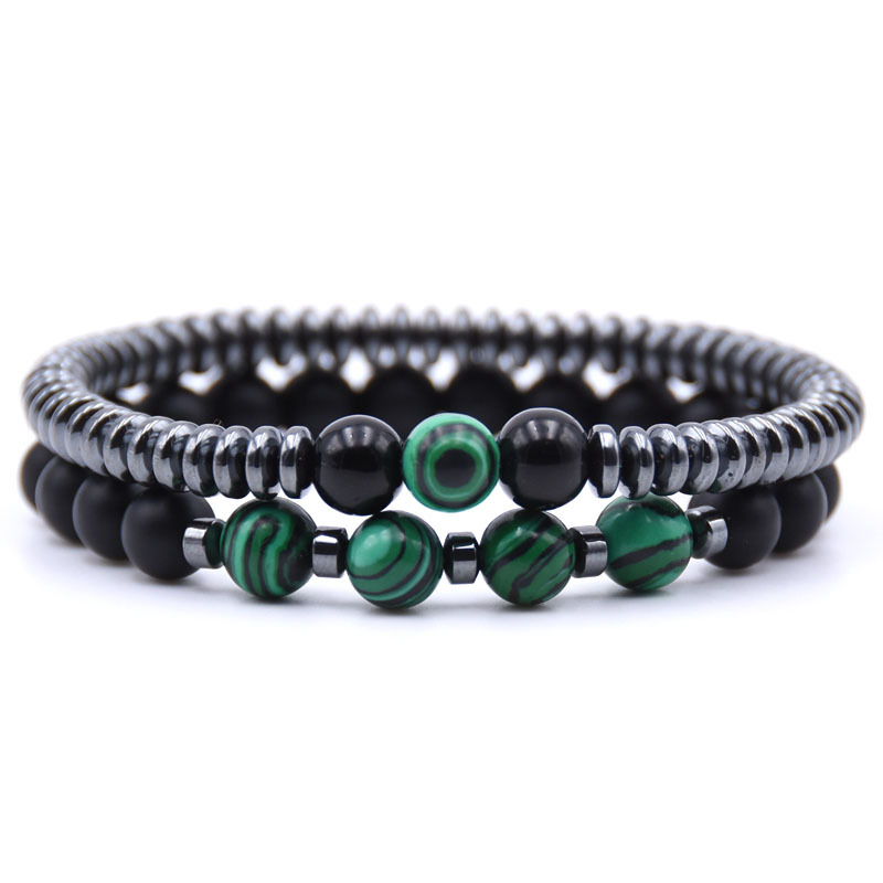 Men'S Yoga Accessories - Stilvolles 2-teiliges Herren-Armband-Set, natürliches Hämatit-Heilarmband, Yoga,