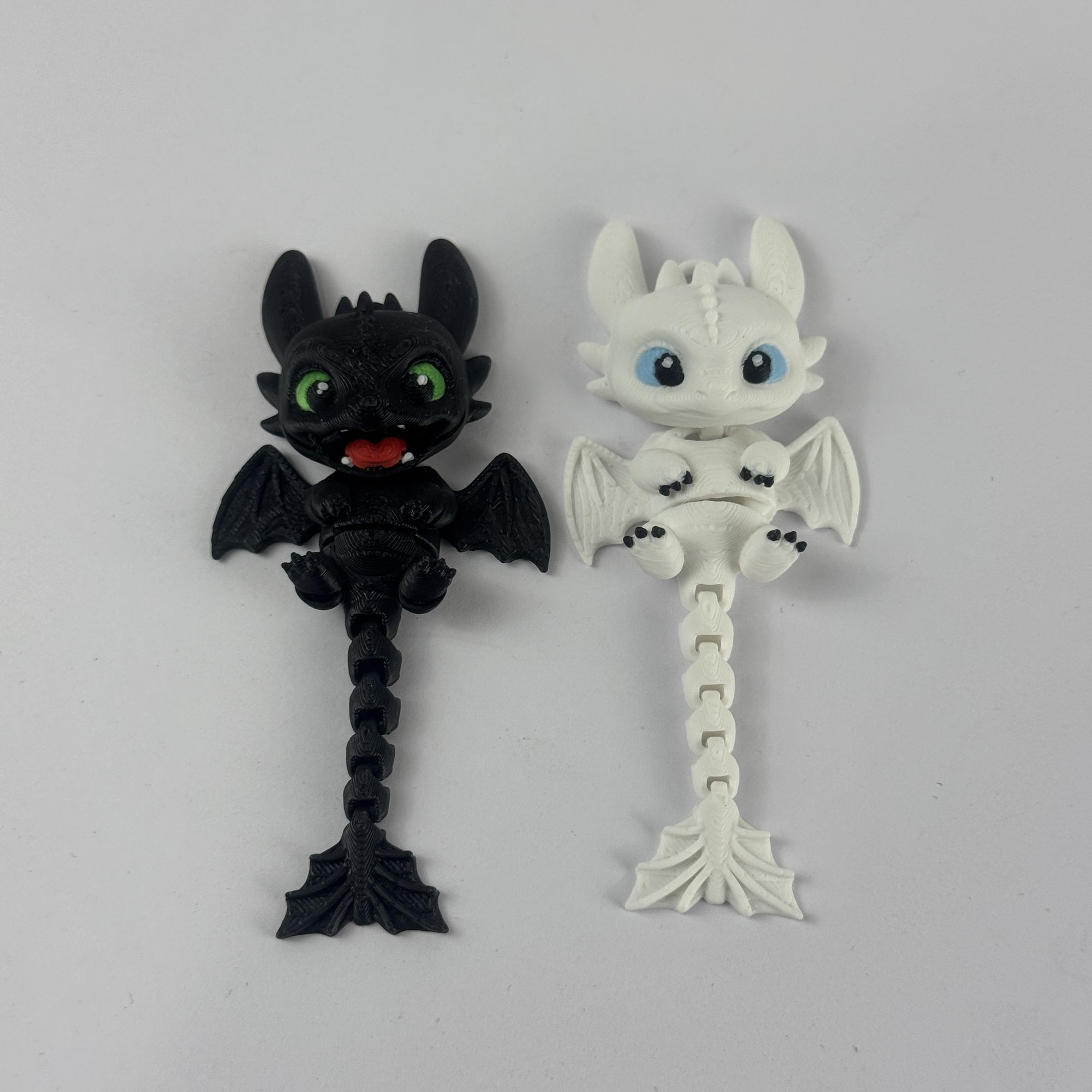 Men Keychain Accessories - 3D-gedruckter beweglicher Drachenanhänger „Nachtfluch“ „Lichtfluch“ –