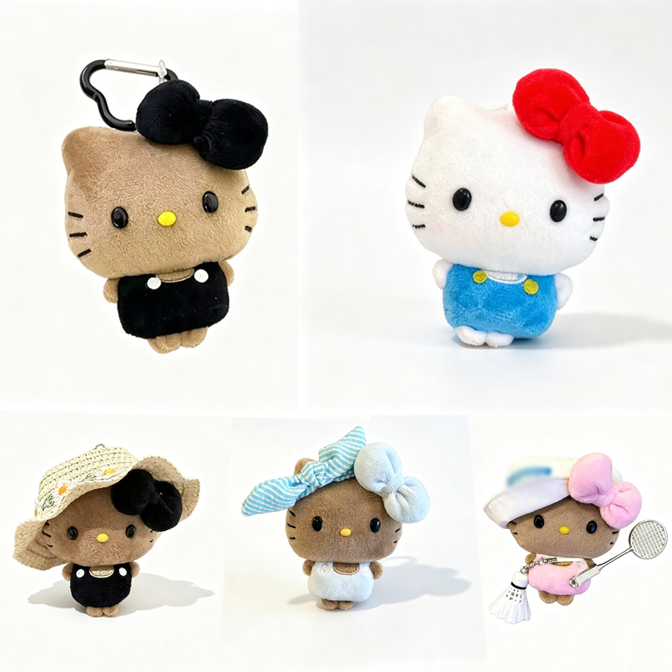 Men Keychain Accessories - Hello Kitty Plüsch-Anhänger, Niedlicher Hellbrauner Schlüsselanhänger,