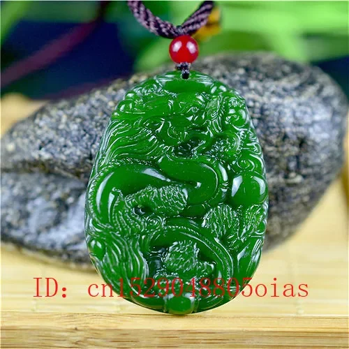 Men'S Accessories Jewelry - Natürliche Grüne Chinesische Jade Drachen Anhänger