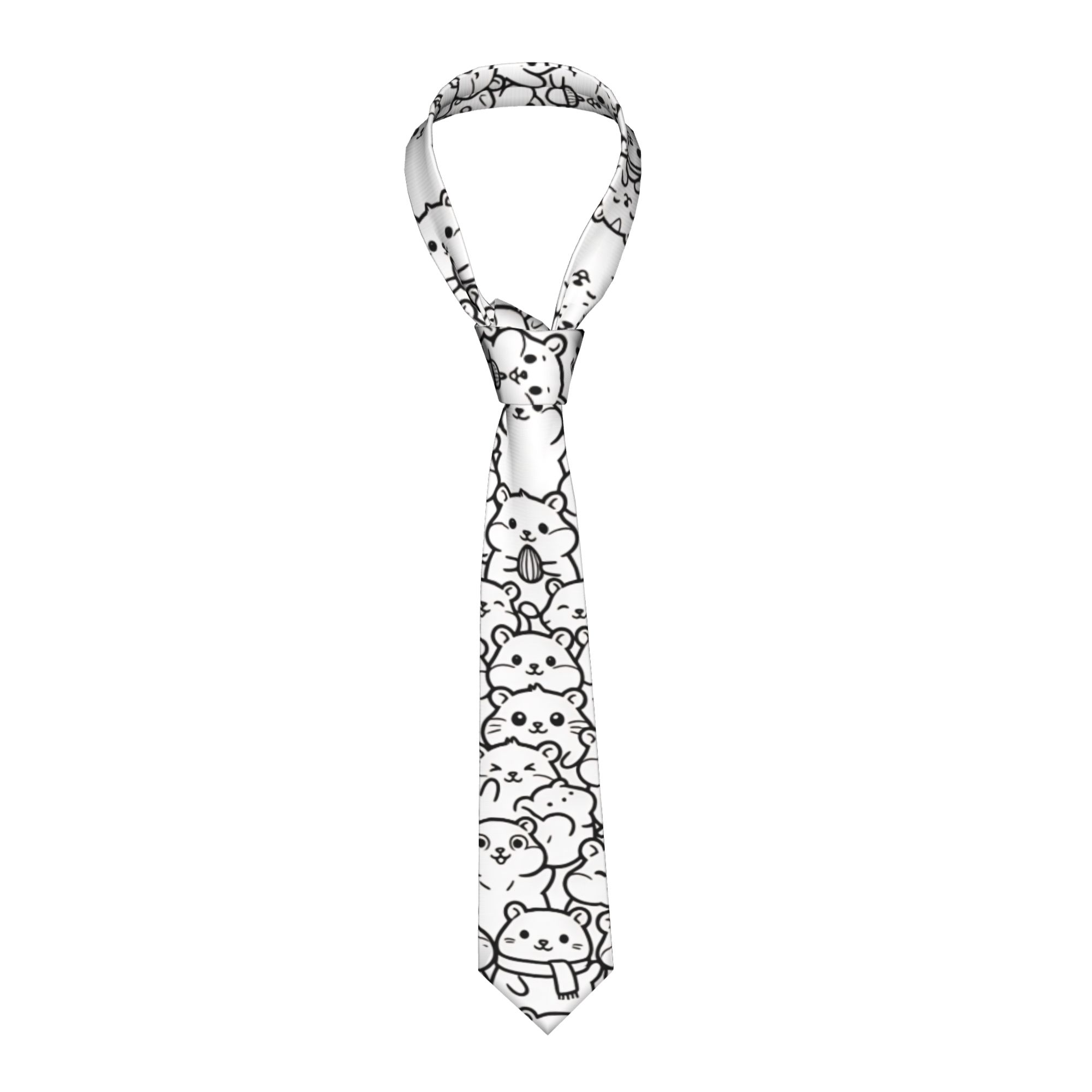 Men Accessories Drawing - Niedliche Hamster-Doodle-Kollektion, Linienzeichnungs-Grafik-Krawatte, bedruckte Krawatten, Kawaii,