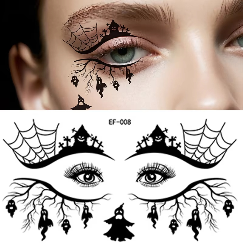 Men Accessories Combo Set - 10 Stück/Set Realistische Spinnennetz-Tattoos, Temporäre Gesichtsaufkleber,