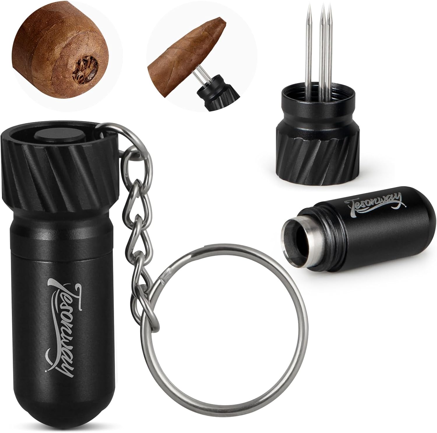 Men Accessories Drawing - Zigarren-Puncher, 2-in-1 Zigarrennadel, Draw-Enhancer-Werkzeug Triple Nubber,
