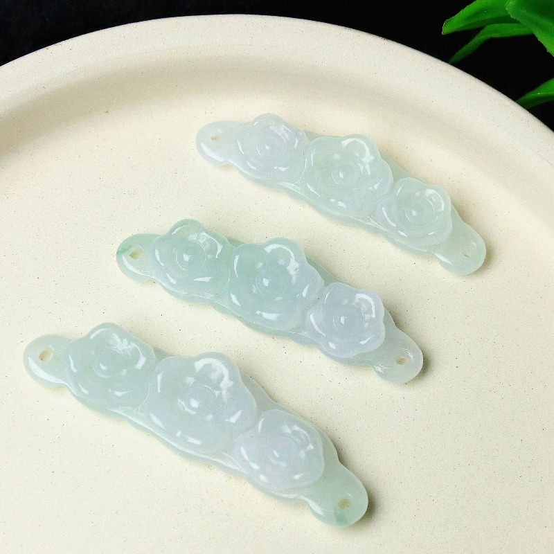 Men'S Accessories Jewelry - 1 Stück Natürlicher Jadeit Smaragd Blumen-Handkarte