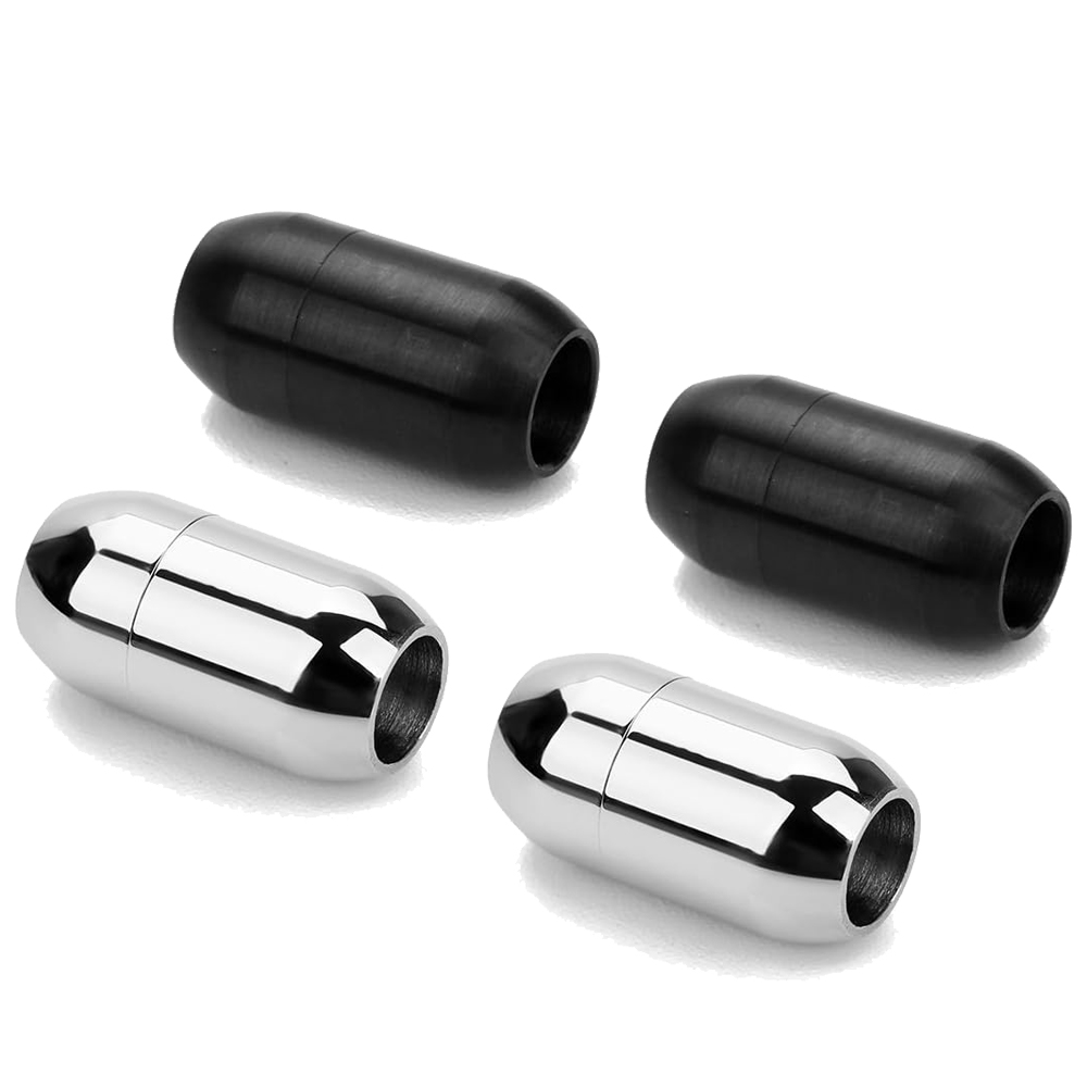 Men Accessories Bracelet - 2 Stück Edelstahl-Magnetverschluss, Lederband-Endkappe für Schmuck,