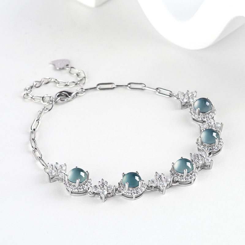 Men Accessories Bracelet - Blaues Myanmar Jadeit Armband Natürlicher burmesischer