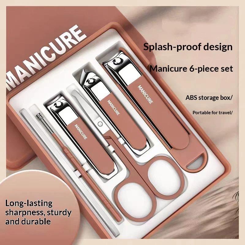 Men Accessories Combo Set - Nagelknipser-Set, spritzwassergeschützt, Edelstahl, 4/6-teilig, tragbares Maniküre-Set,