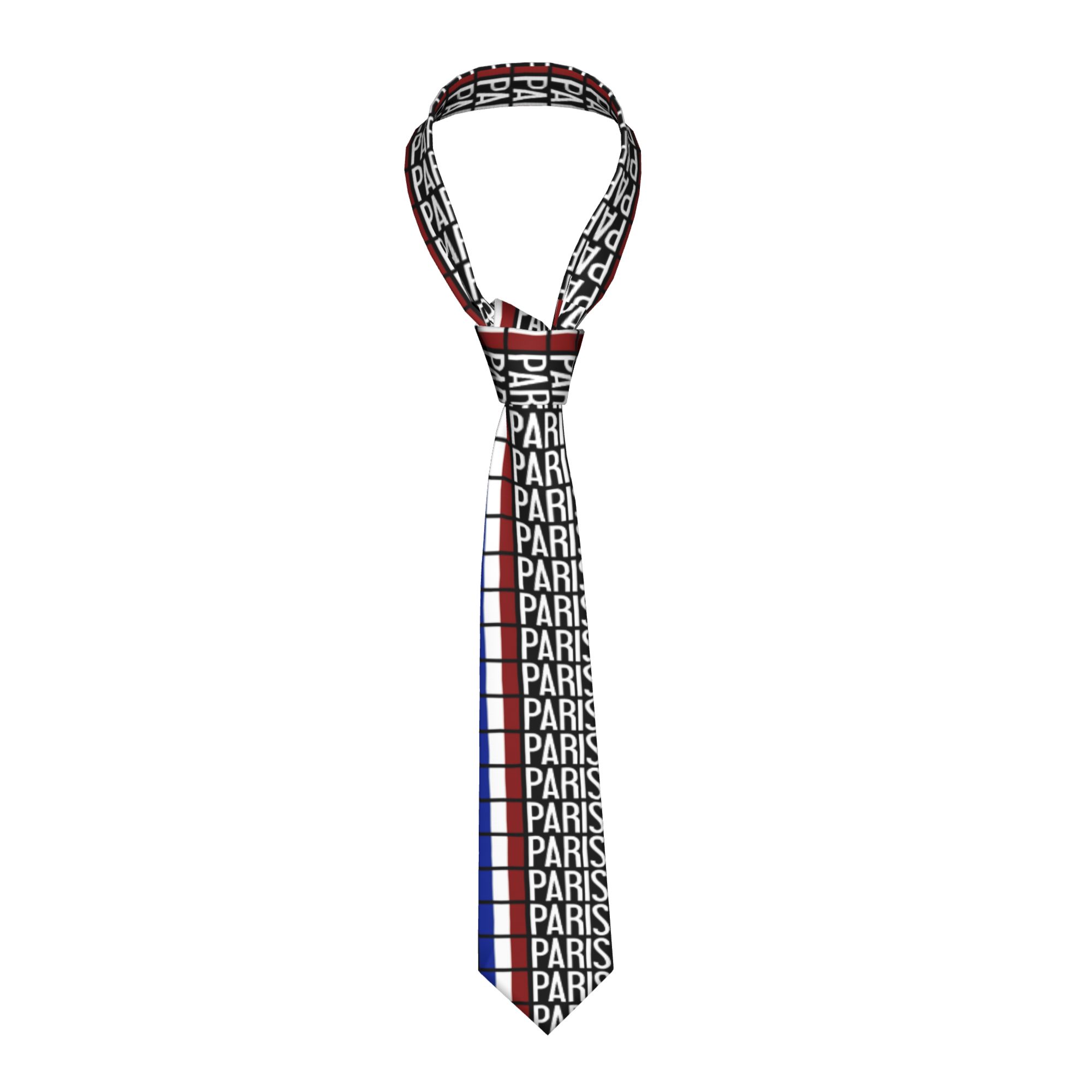 Men'S Accessories Paris - Herren-Krawatte mit Französischer Flagge und Paris-Motiv,