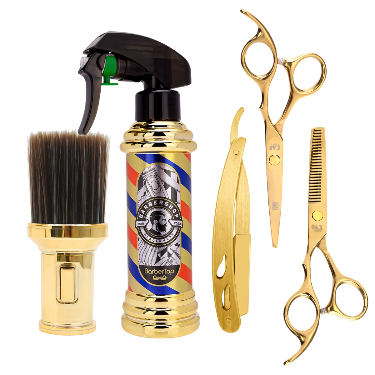 Men Accessories Combo Set - 5PCS Friseur Styling Werkzeuge Set Gold
