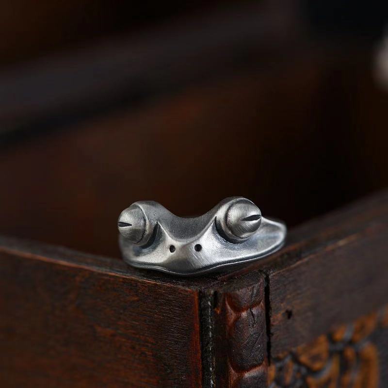 Men Accessories Drawing - Retro Distressed Frosch Ring für Männer