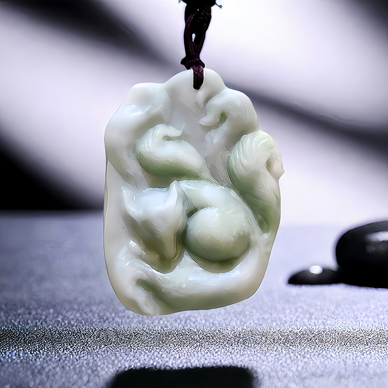 Men'S Accessories Jewelry - Natürliche echte Jade Fuchs Anhänger Halskette